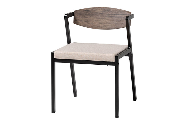 Iliana Industrial Beige Fabric and Metal Dining Chair Baxton