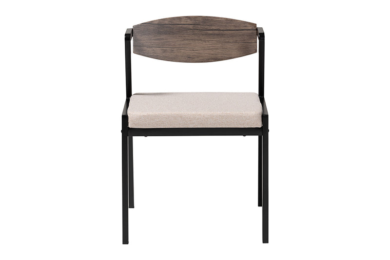 Iliana Industrial Beige Fabric and Metal Dining Chair