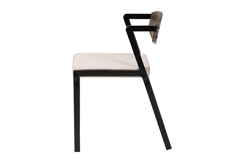 Iliana Industrial Beige Fabric and Metal Dining Chair