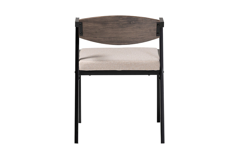 Iliana Industrial Beige Fabric and Metal Dining Chair