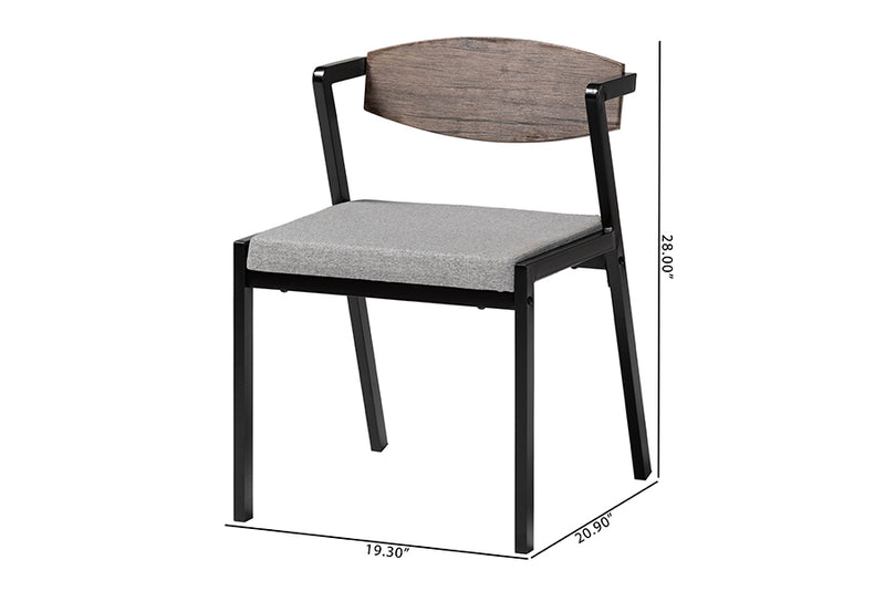 Iliana Industrial Gray Fabric and Metal Dining Chair