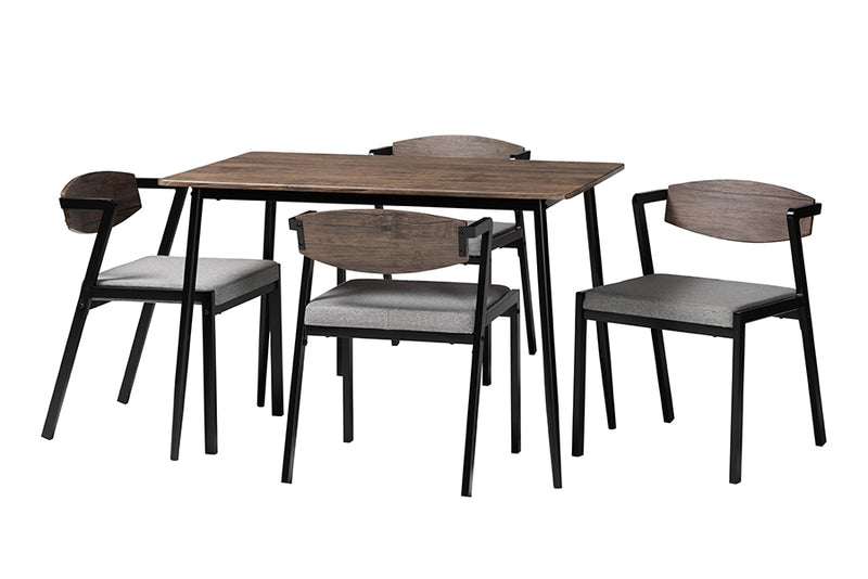 Iliana Industrial Gray Fabric and Metal Dining Set