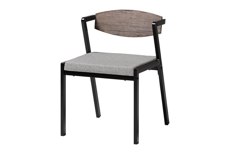Iliana Industrial Gray Fabric and Metal Dining Set Baxton