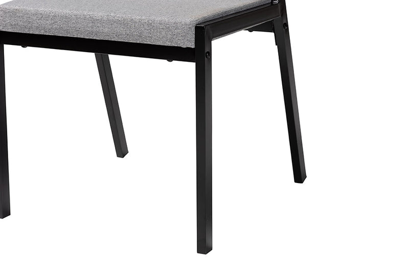 Iliana Industrial Gray Fabric and Metal Dining Set Baxton
