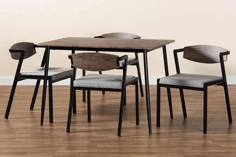 Iliana Industrial Gray Fabric and Metal Dining Set