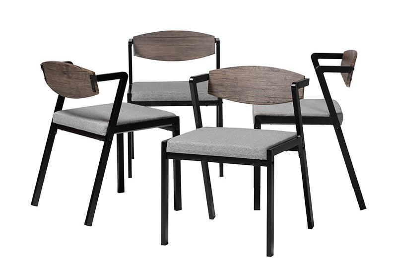 Iliana Industrial Gray Fabric and Metal Dining Chair Baxton