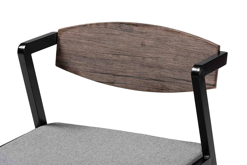 Iliana Industrial Gray Fabric and Metal Dining Chair Baxton
