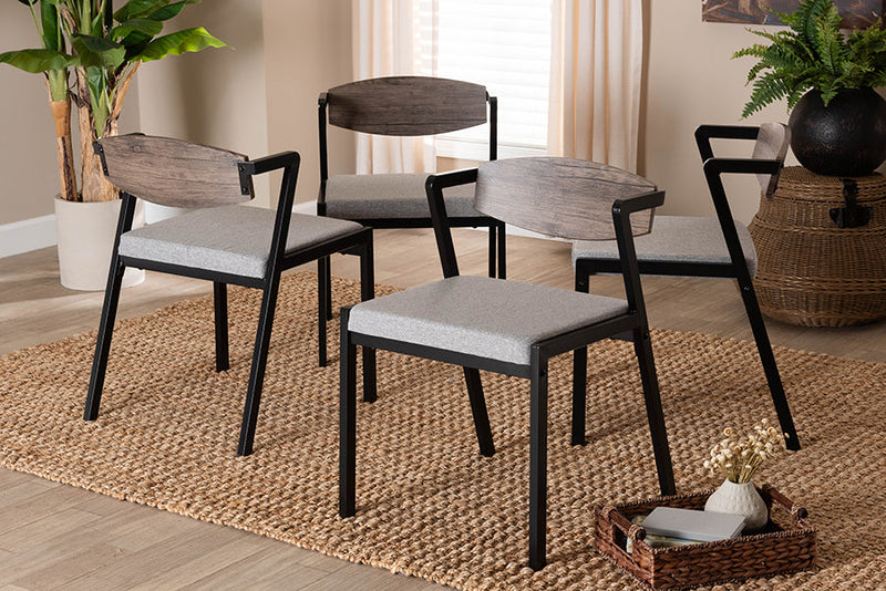 Iliana Industrial Gray Fabric and Metal Dining Chair Baxton