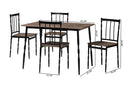 Wickham Brown Wood and Metal 5-Piece Dining Set Baxton