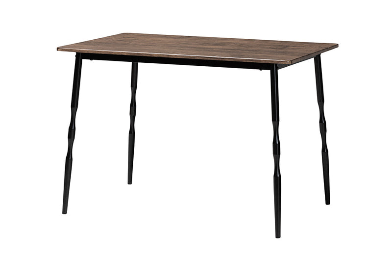 Wickham Brown Wood and Metal 5-Piece Dining Set Baxton