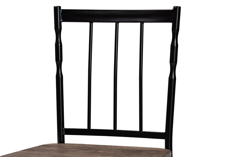 Wickham Brown Wood and Metal 5-Piece Dining Set Baxton