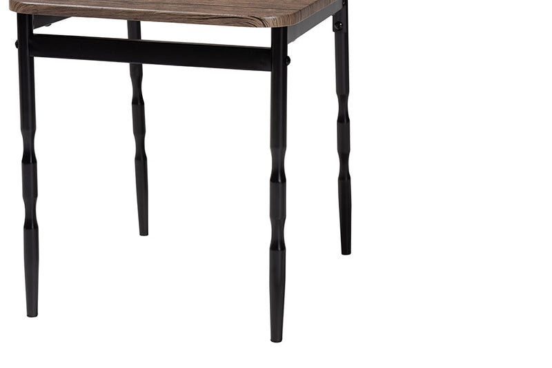 Wickham Brown Wood and Metal 5-Piece Dining Set Baxton