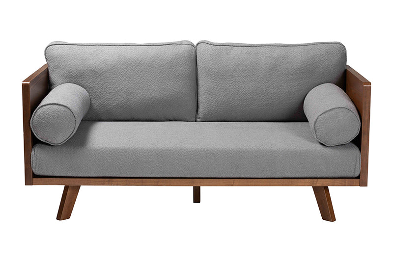 Gradisca Mid-Century Modern Gray Boucle Fabric Sofa