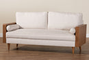 Saranna Beige Fabric and Walnut Brown Wood Sofa Baxton