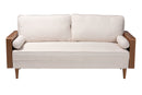 Saranna Beige Fabric and Walnut Brown Wood Sofa Baxton