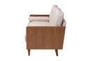 Saranna Beige Fabric and Walnut Brown Wood Sofa Baxton