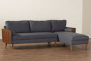 Saranna Gray Fabric and Walnut Brown Wood Right Facing Sectional Sofa Baxton