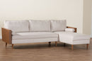 Saranna Beige Fabric and Walnut Brown Wood Right Facing Sectional Sofa Baxton