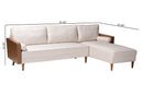 Saranna Beige Fabric and Walnut Brown Wood Right Facing Sectional Sofa Baxton