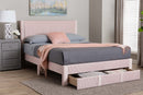 Donnica Modern Light Pink Pleated Velvet Queen Size Storage Bed Baxton