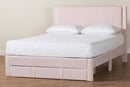 Donnica Modern Light Pink Pleated Velvet Queen Size Storage Bed Baxton