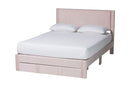 Donnica Modern Light Pink Pleated Velvet Queen Size Storage Bed Baxton