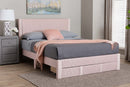 Donnica Modern Light Pink Pleated Velvet Queen Size Storage Bed Baxton