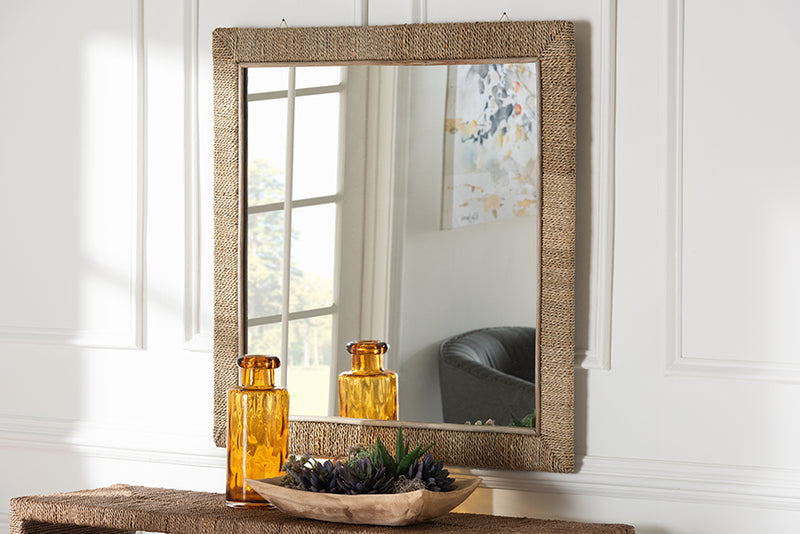 Cianna Japandi Natural Seagrass Square Wall Mirror