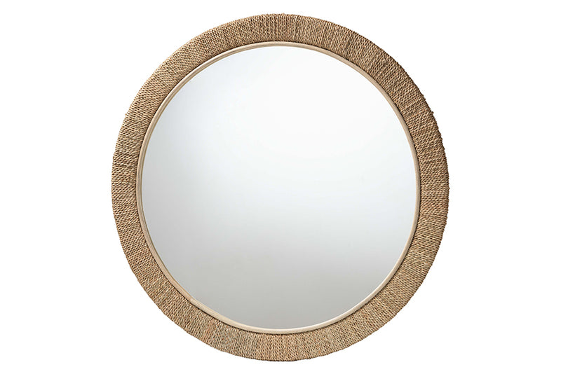 Cianna Japandi Natural Seagrass Round Wall Mirror