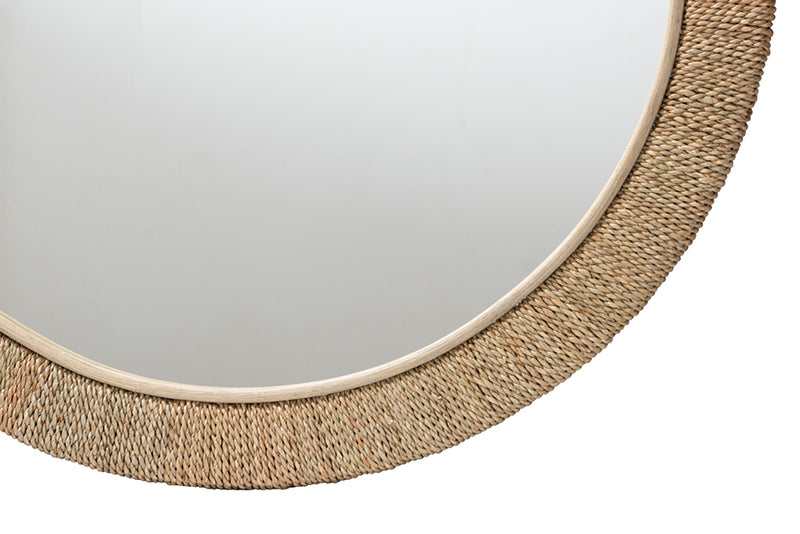 Cianna Japandi Natural Seagrass Round Wall Mirror