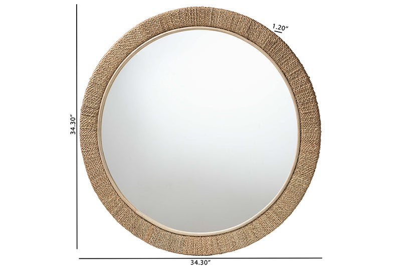 Cianna Japandi Natural Seagrass Round Wall Mirror