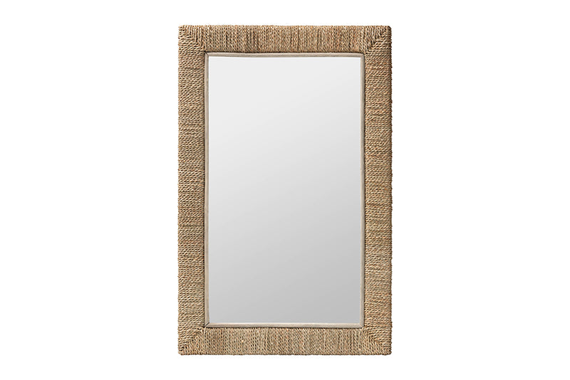 Cianna Japandi Natural Seagrass Rectangular Wall Mirror