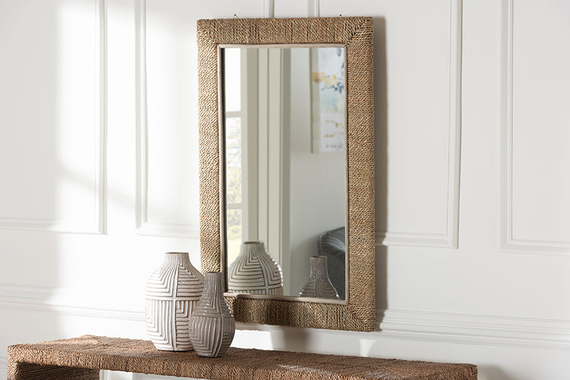 Cianna Japandi Natural Seagrass Rectangular Wall Mirror