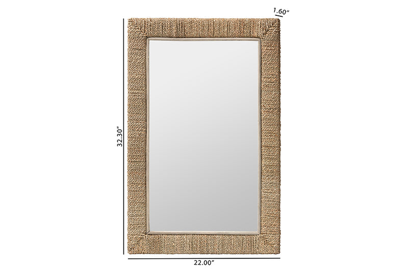 Cianna Japandi Natural Seagrass Rectangular Wall Mirror