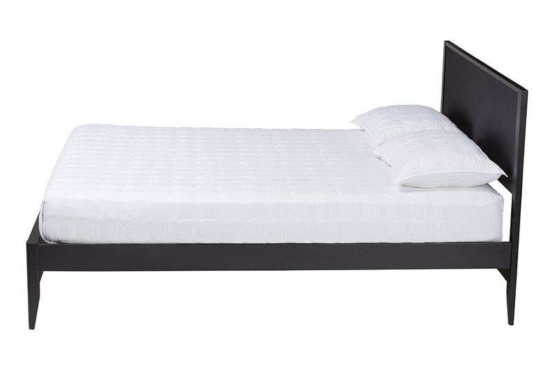 Albert Black Fluted Wood Queen Size Platform Bed Baxton