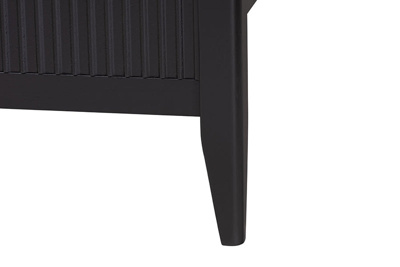 Albert Black Fluted Wood Queen Size Platform Bed Baxton