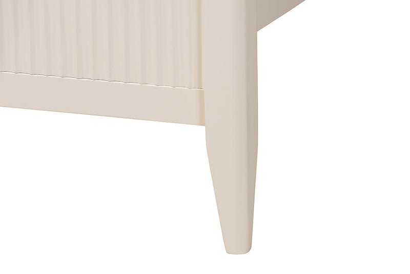 Albert Ivory Fluted Wood Queen Size Platform Bed Baxton