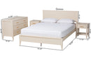 Albert Ivory Fluted Wood King Size 4Pc Bedroom Set Baxton