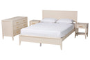 Albert Ivory Fluted Wood Queen Size 4Pc Bedroom Set Baxton