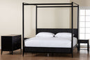Albert Black Fluted Wood King Size 4Pc Canopy Bedroom Set Baxton