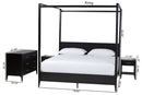 Albert Black Fluted Wood King Size 4Pc Canopy Bedroom Set Baxton