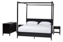 Albert Black Fluted Wood King Size 4Pc Canopy Bedroom Set Baxton