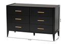 Albert Black Fluted Wood 6-Drawer Dresser Baxton