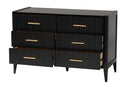 Albert Black Fluted Wood 6-Drawer Dresser Baxton