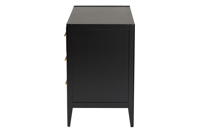 Albert Black Fluted Wood 6-Drawer Dresser Baxton