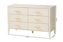 Albert Ivory Fluted Wood 6-Drawer Dresser Baxton