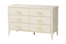 Albert Ivory Fluted Wood 6-Drawer Dresser Baxton