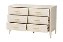 Albert Ivory Fluted Wood 6-Drawer Dresser Baxton