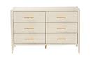 Albert Ivory Fluted Wood 6-Drawer Dresser Baxton