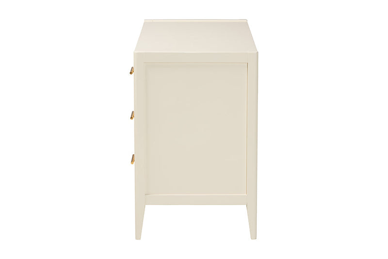 Albert Ivory Fluted Wood 6-Drawer Dresser Baxton